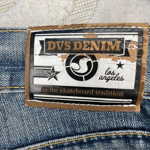 Vintage DVS Denim Mens Jeans 30 x 31 Button Up Fly Red Stitching Medium Wash - Picture 9 of 10